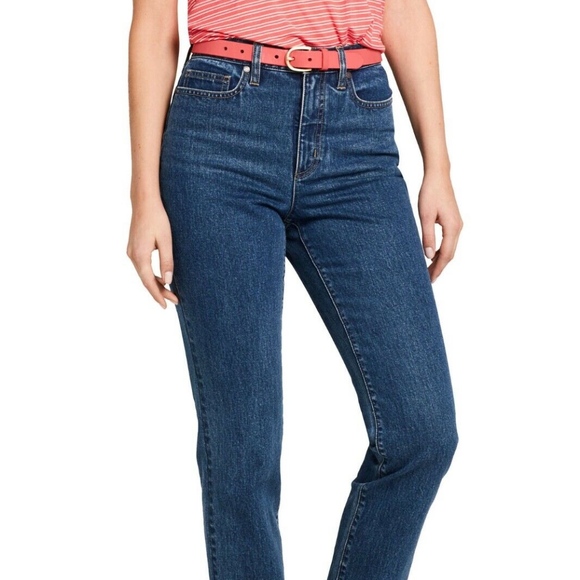Lands' End High Rise Straight Leg Medium Wash Jean - Picture 1 of 4
